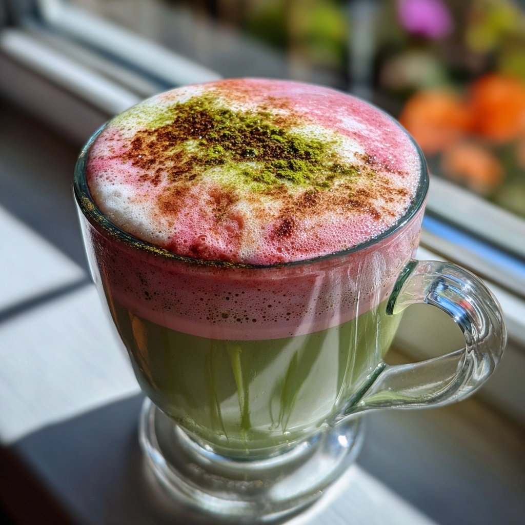 Strawberry Matcha Latte With Milk