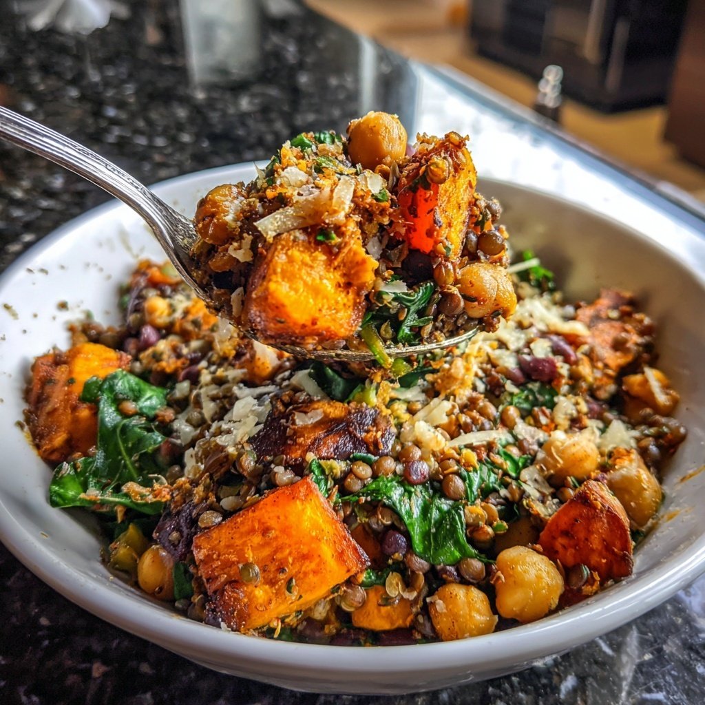 Roasted Veggie Lentil Grain Bowl