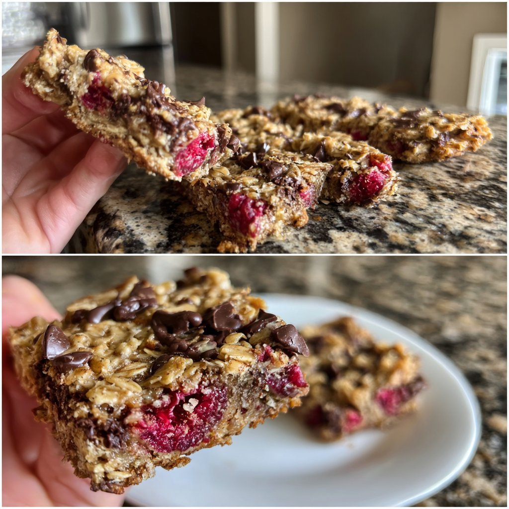 Chocolate Raspberry Oat Bars