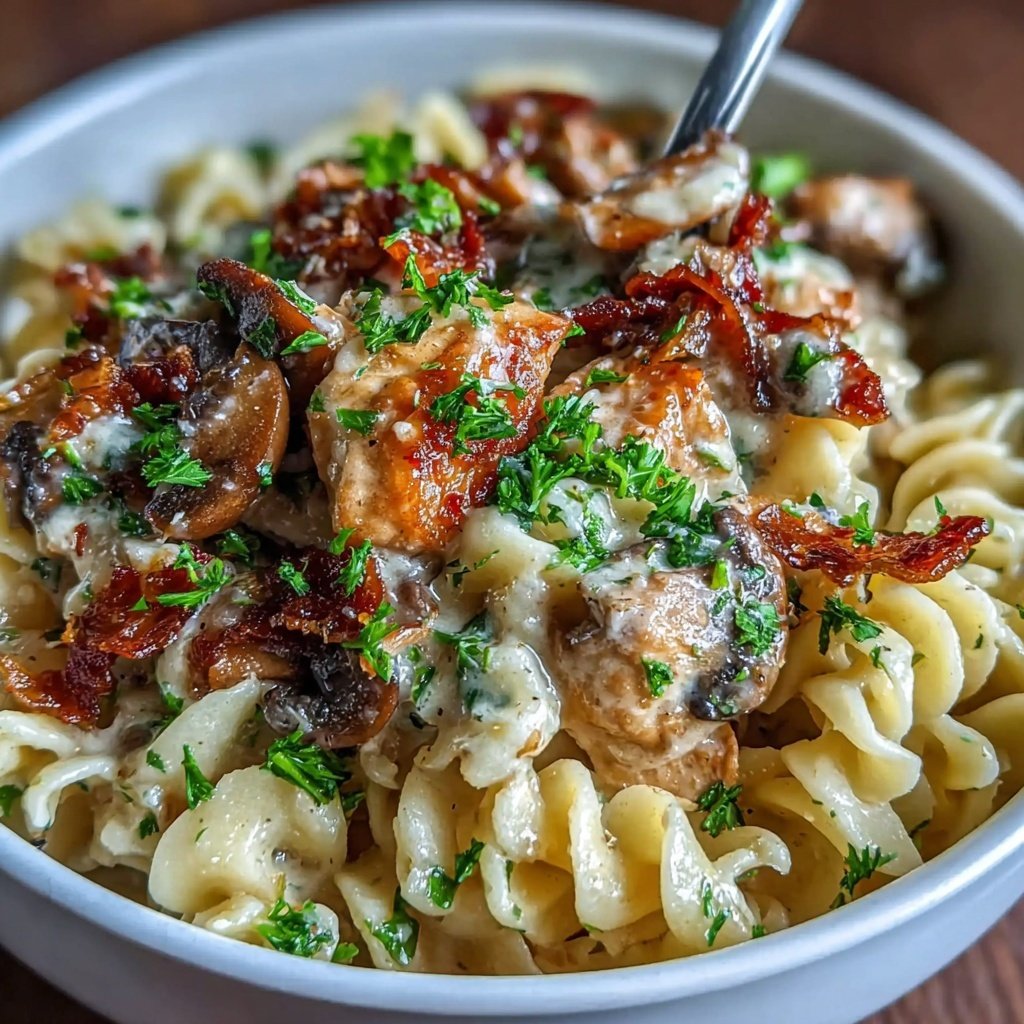 Chicken Pasta With Creamy Mushroom Sauce
